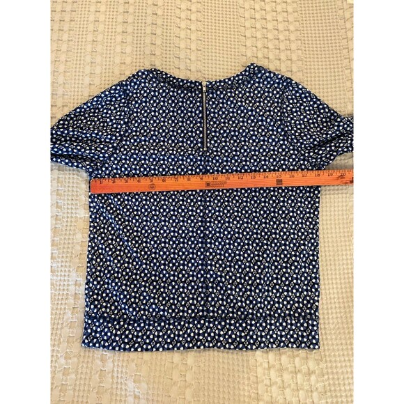 H&M Blouse Navy Black Floral Size X Small ? Stylish Zipper Back Long Sleeve - Picture 9 of 10